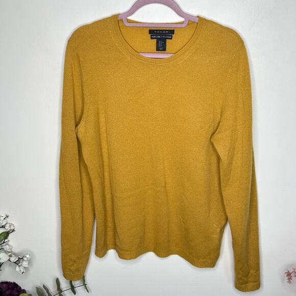 TAHARI Pure Luxe 100% Cashmere Sweater Mustard Yellow {3J18} - Picture 2 of 5